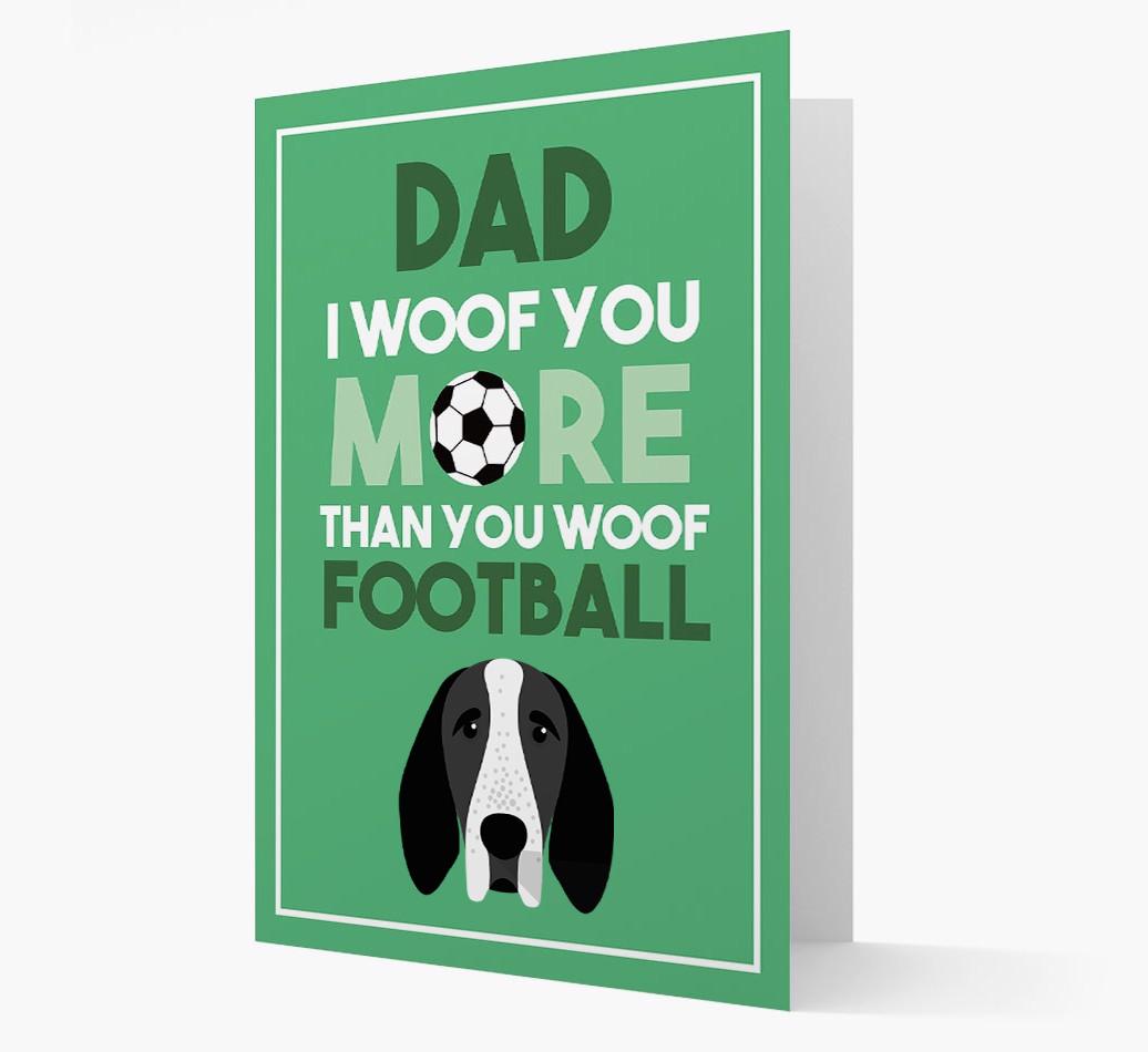 'Woof you more than you woof Football' Card with {breedFullName} Icon