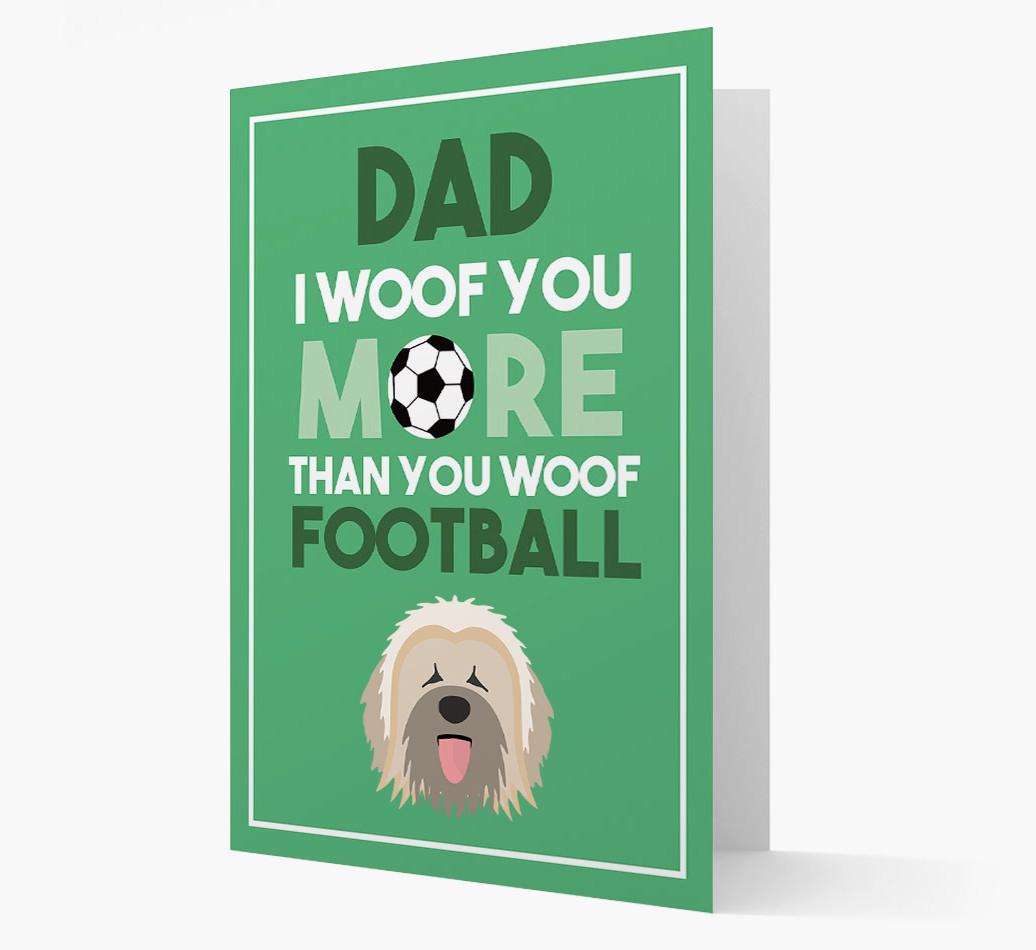 'Woof you more than you woof Football' Card with {breedFullName} Icon
