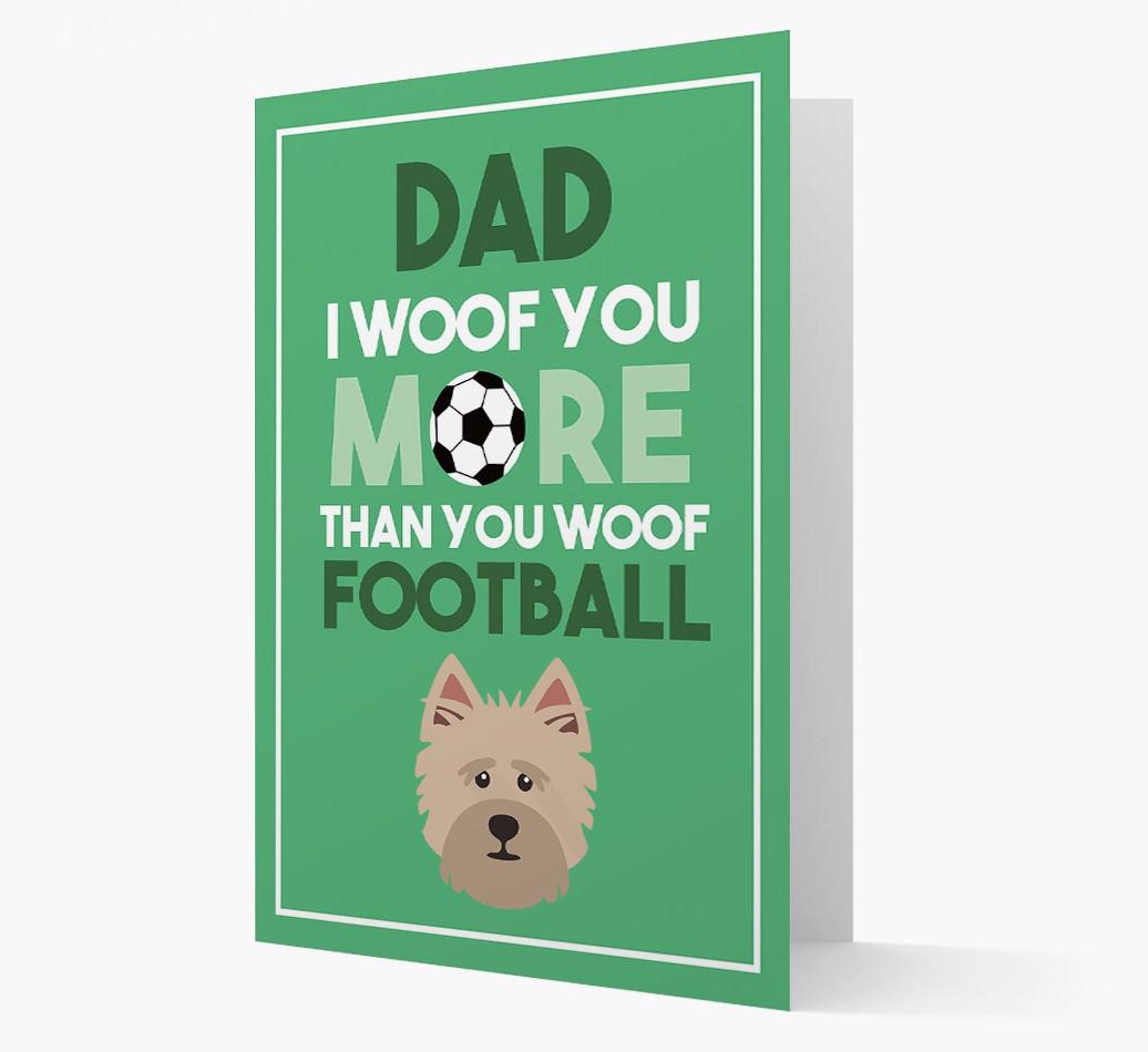 'Woof you more than you woof Football' Card with {breedFullName} Icon