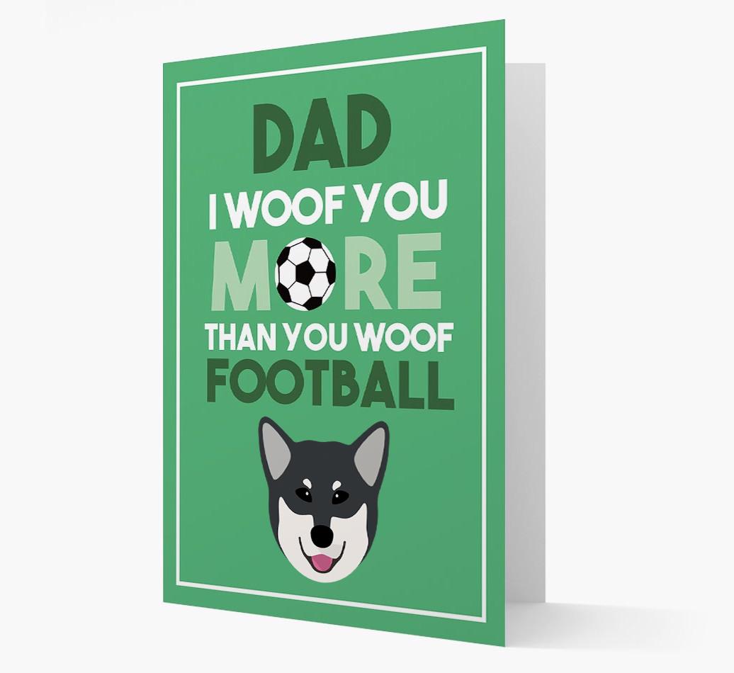 'Woof you more than you woof Football' Card with {breedFullName} Icon