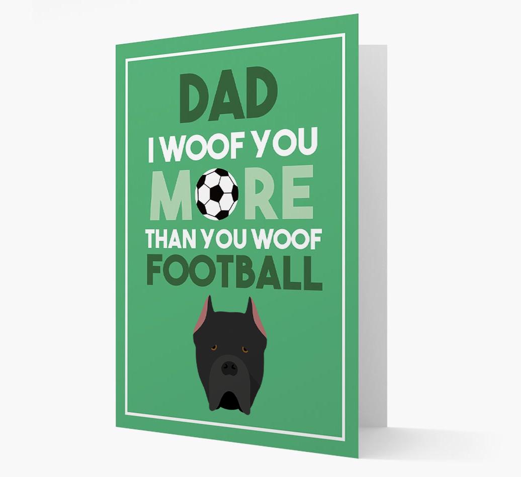 'Woof you more than you woof Football' Card with {breedFullName} Icon