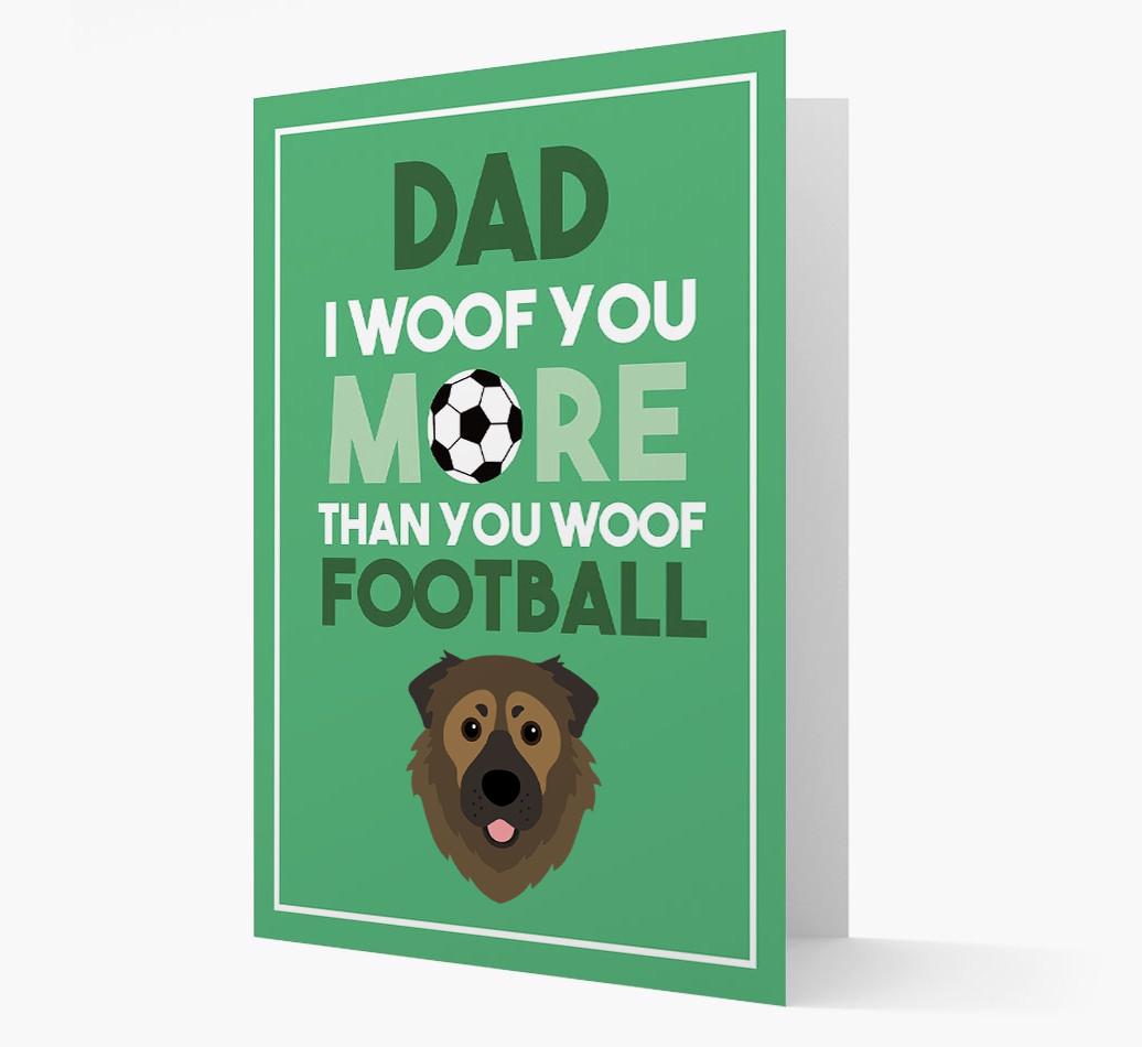 'Woof you more than you woof Football' Card with {breedFullName} Icon