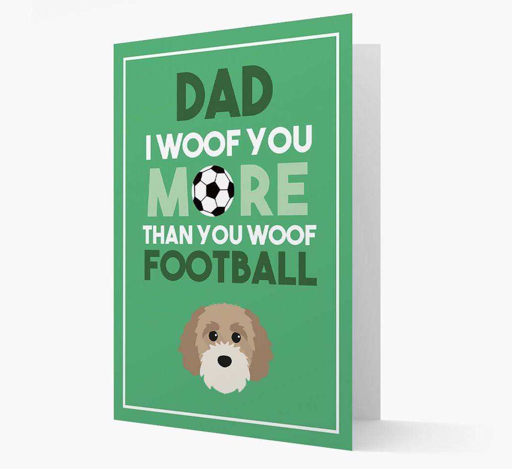 'Woof you more than you woof Football' Card with {breedFullName} Icon