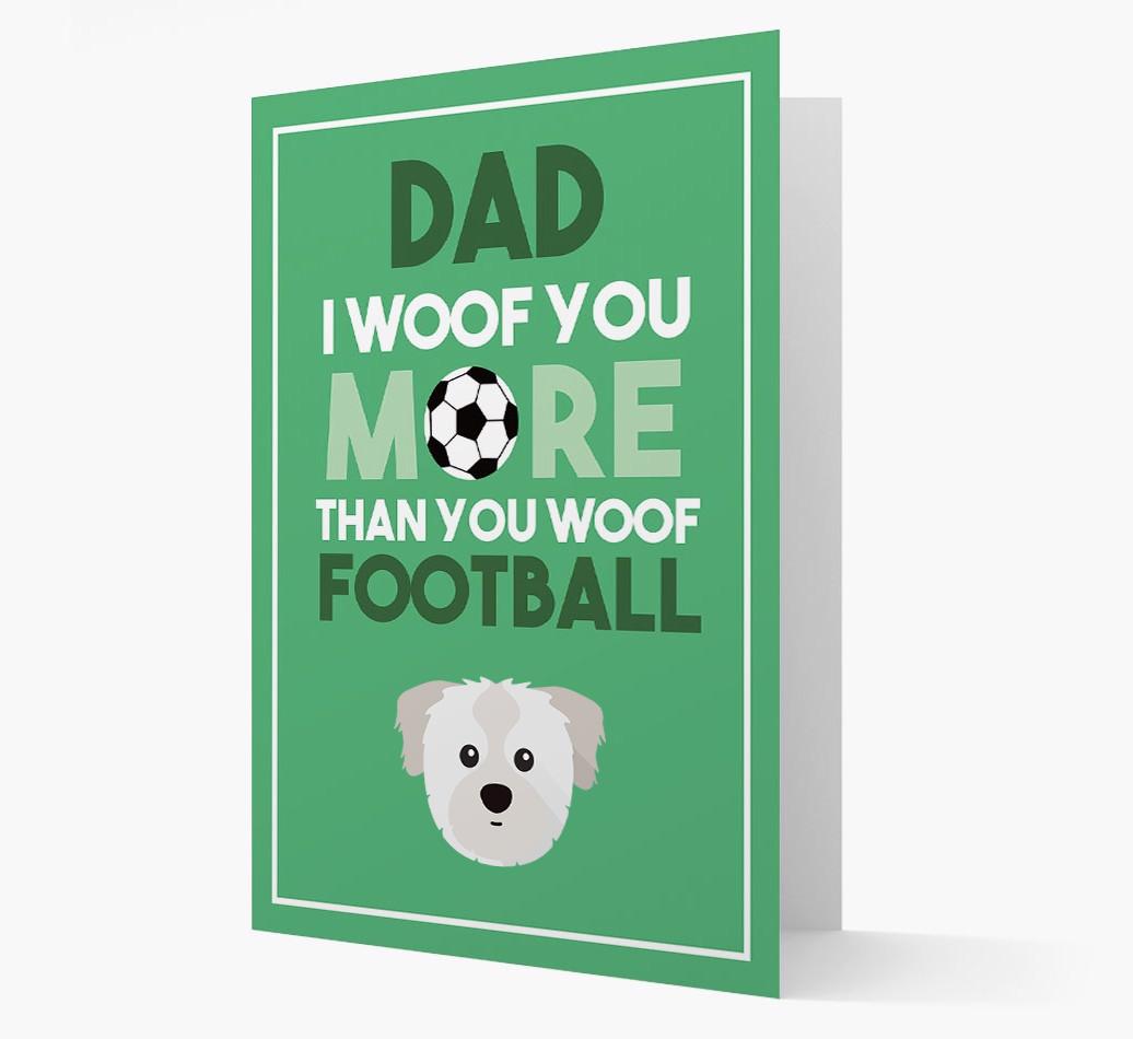 'Woof you more than you woof Football' Card with {breedFullName} Icon