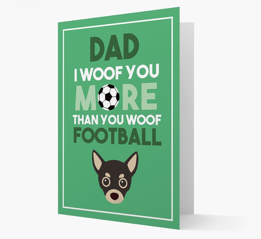 'Woof you more than you woof Football' Card with {breedFullName} Icon