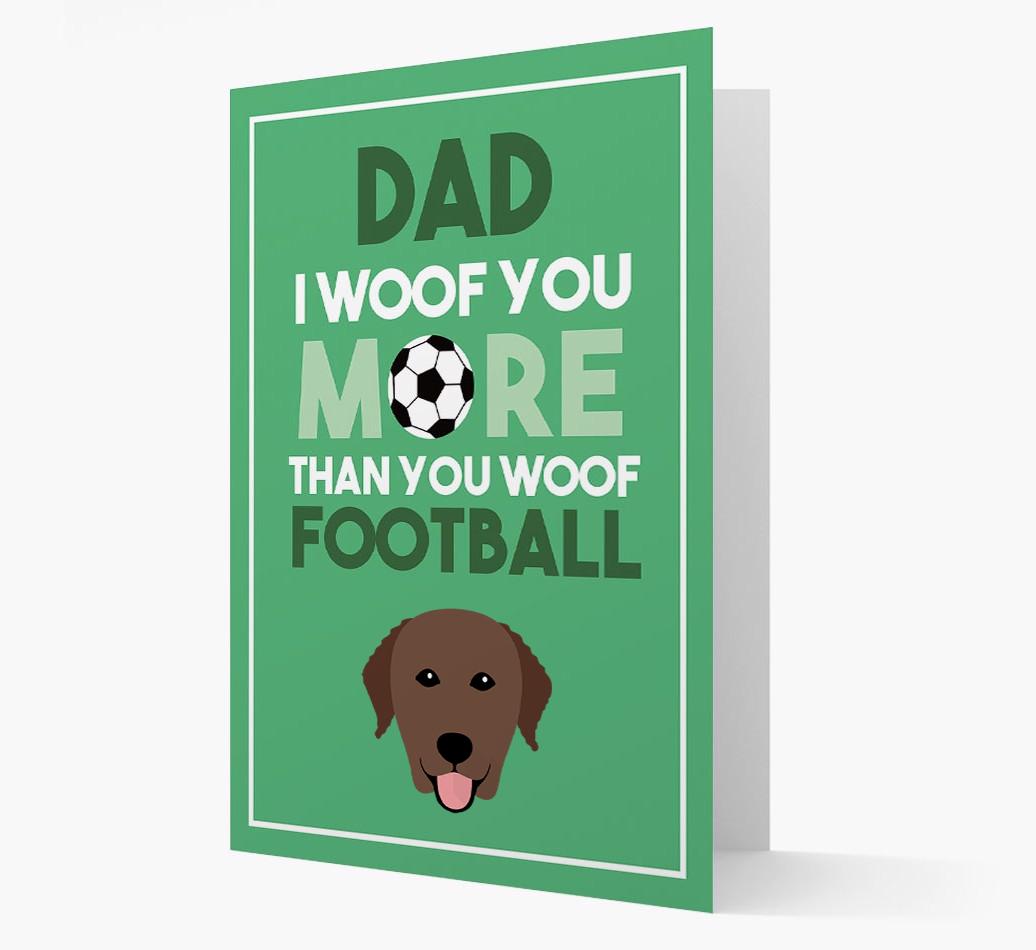 'Woof you more than you woof Football' Card with {breedFullName} Icon