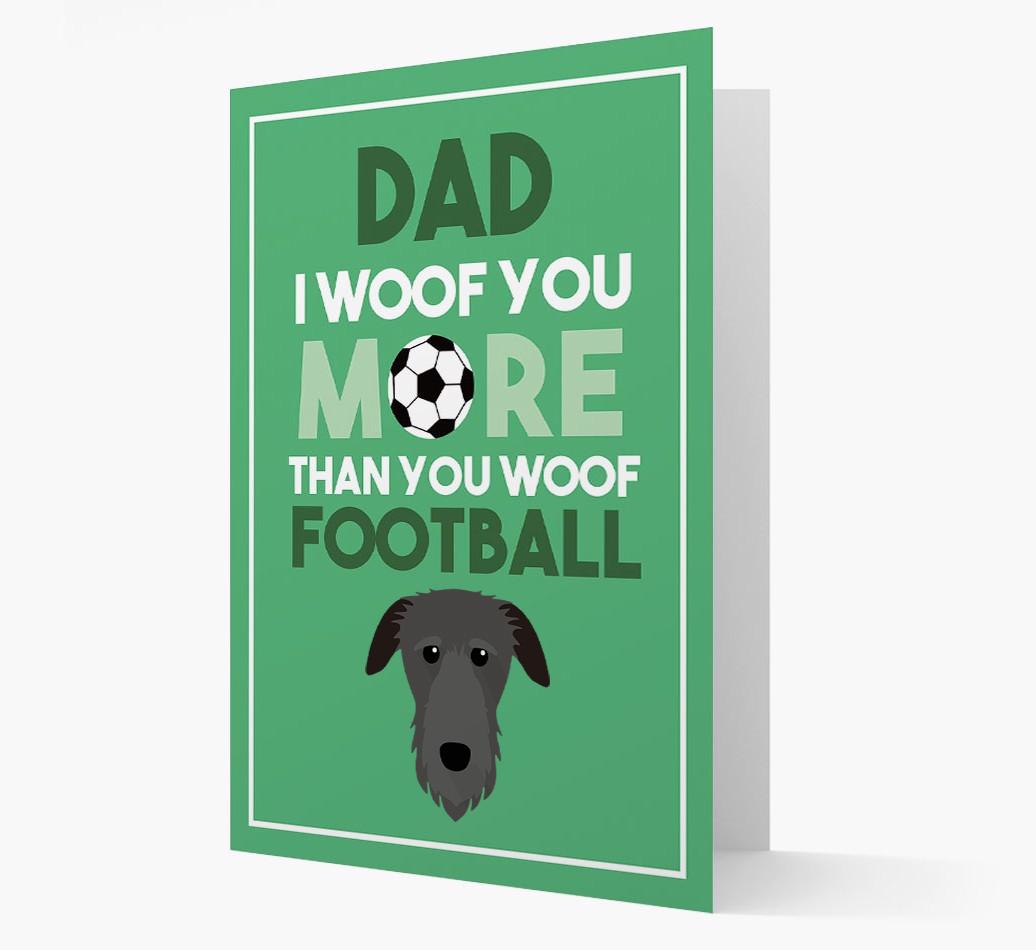 'Woof you more than you woof Football' Card with {breedFullName} Icon