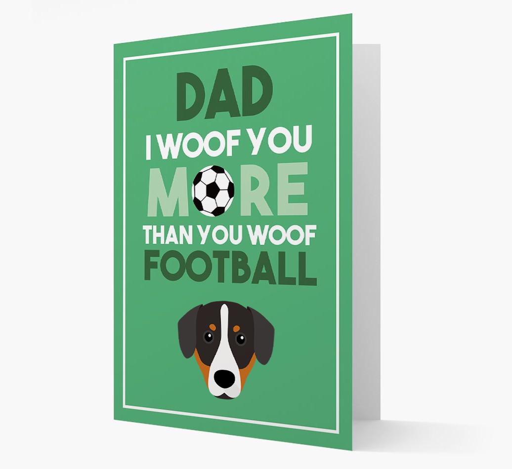 'Woof you more than you woof Football' Card with {breedFullName} Icon