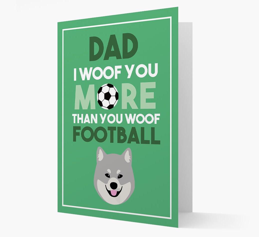 'Woof you more than you woof Football' Card with {breedFullName} Icon