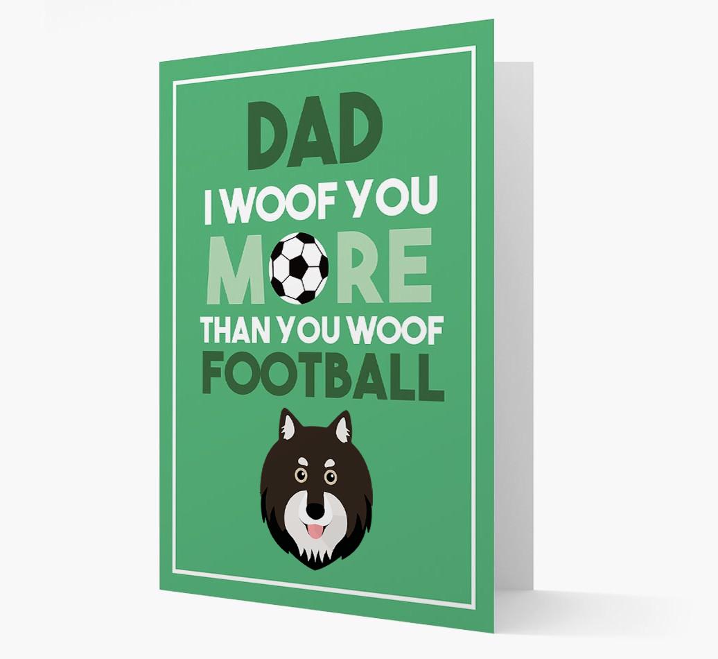 'Woof you more than you woof Football' Card with {breedFullName} Icon
