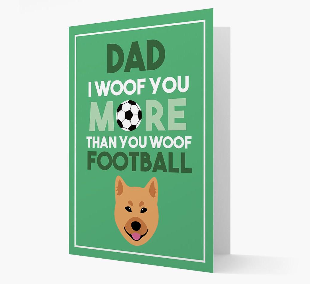 'Woof you more than you woof Football' Card with {breedFullName} Icon
