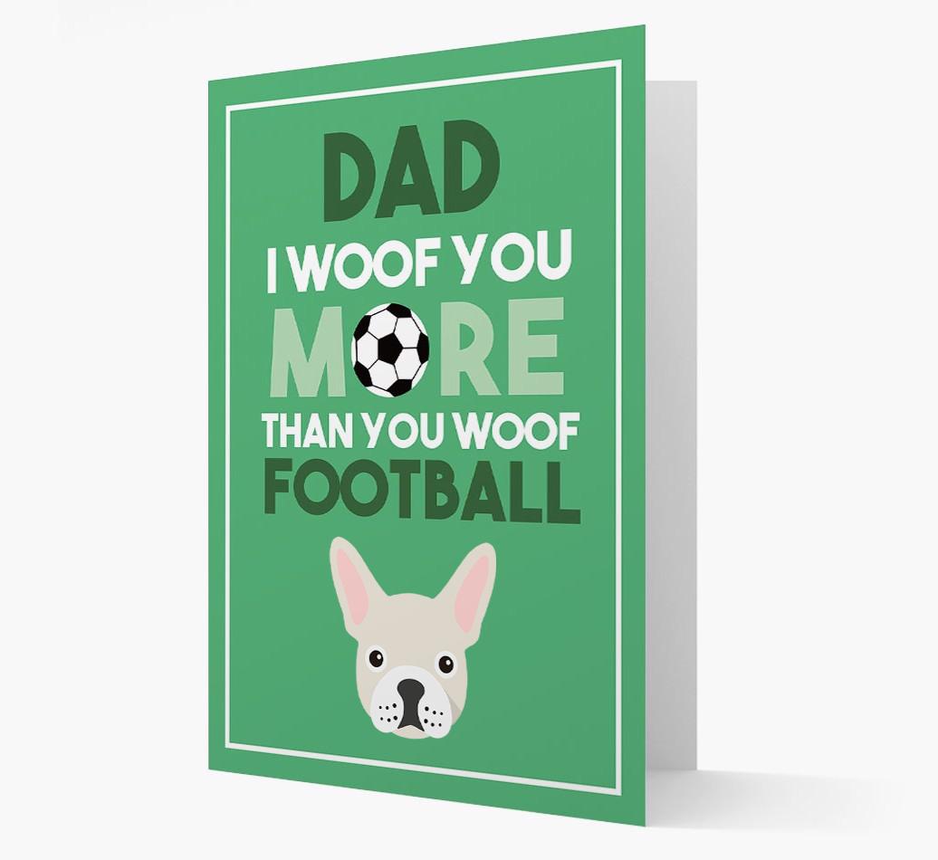 'Woof you more than you woof Football' Card with {breedFullName} Icon