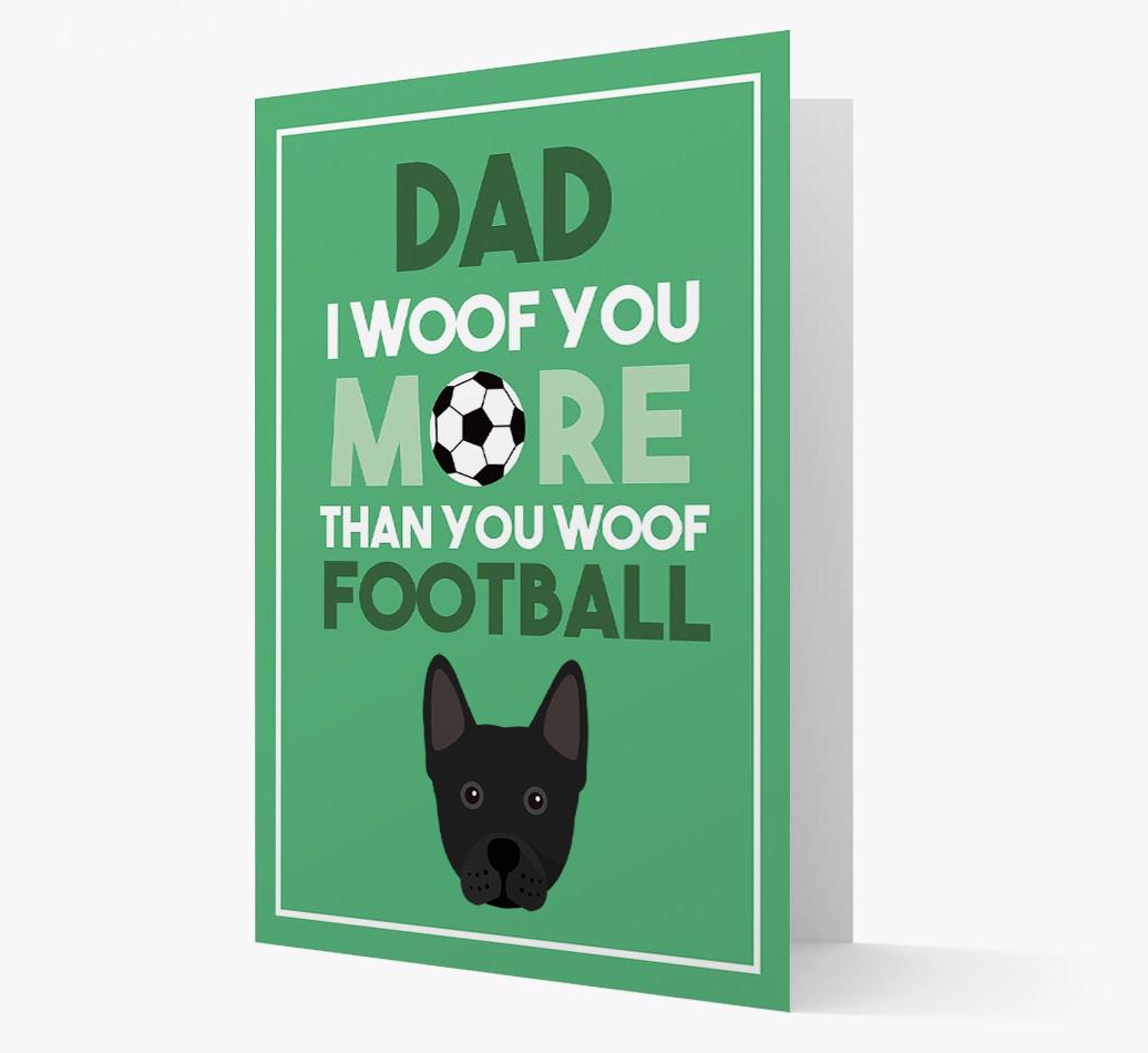'Woof you more than you woof Football' Card with {breedFullName} Icon