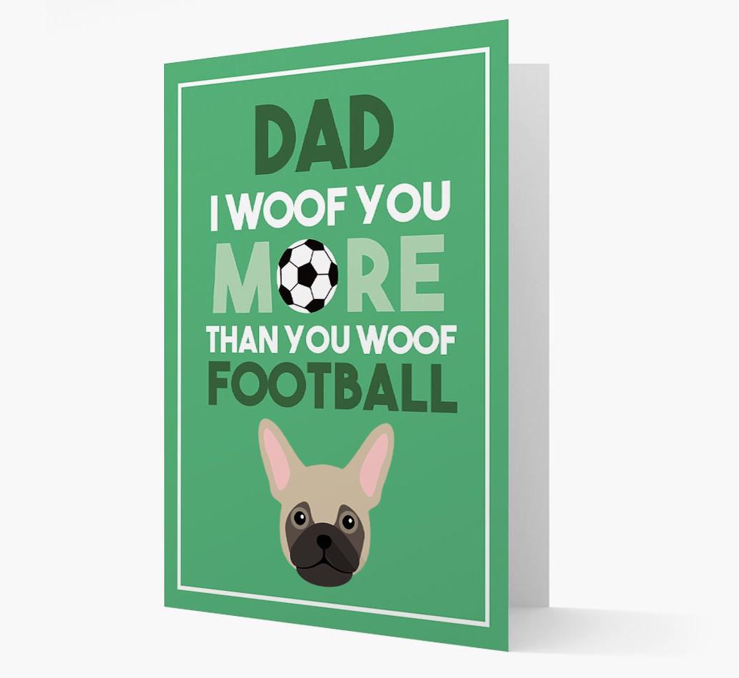 'Woof you more than you woof Football' Card with {breedFullName} Icon