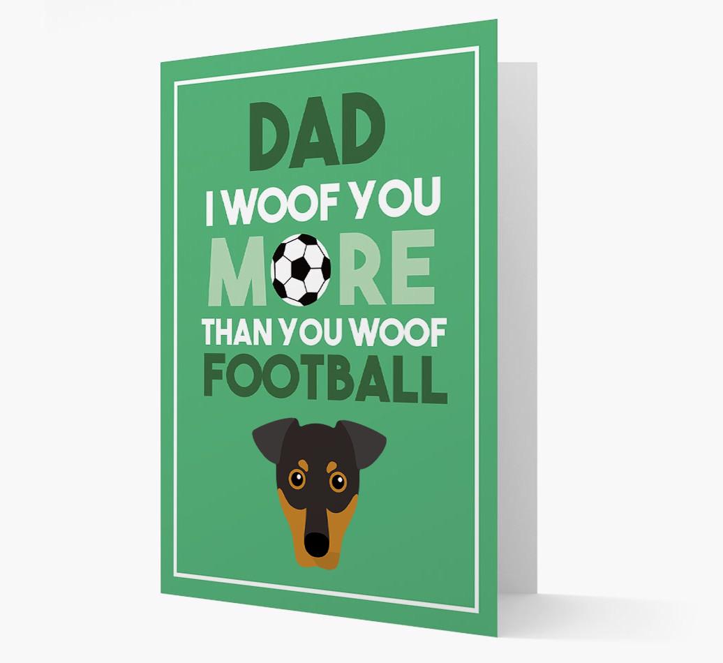 'Woof you more than you woof Football' Card with {breedFullName} Icon