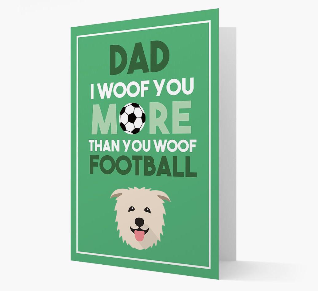 'Woof you more than you woof Football' Card with {breedFullName} Icon