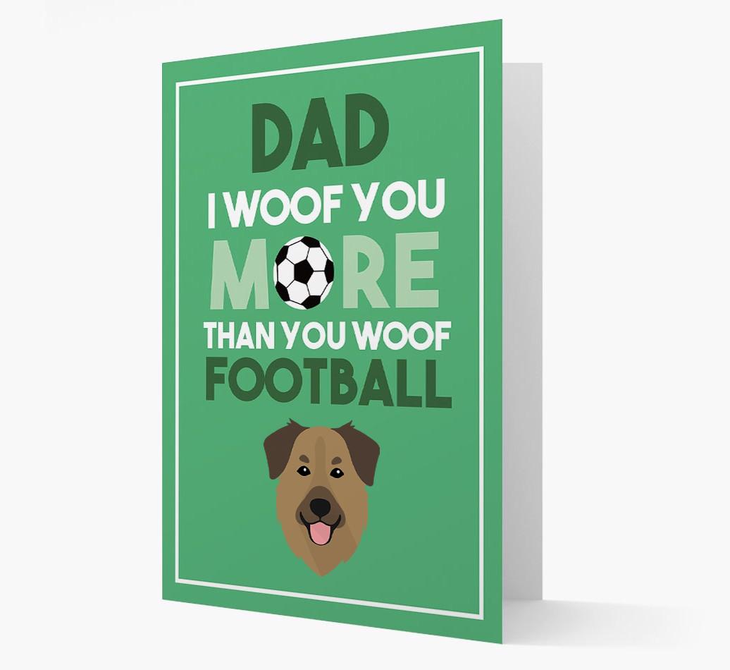 'Woof you more than you woof Football' Card with {breedFullName} Icon