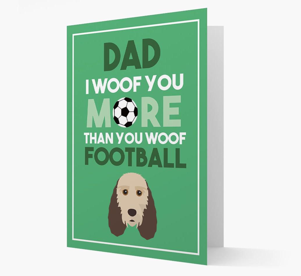 'Woof you more than you woof Football' Card with {breedFullName} Icon