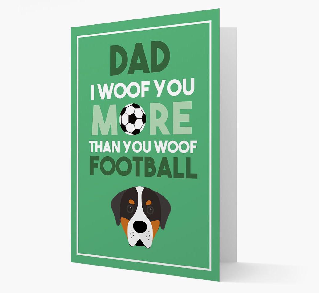 'Woof you more than you woof Football' Card with {breedFullName} Icon