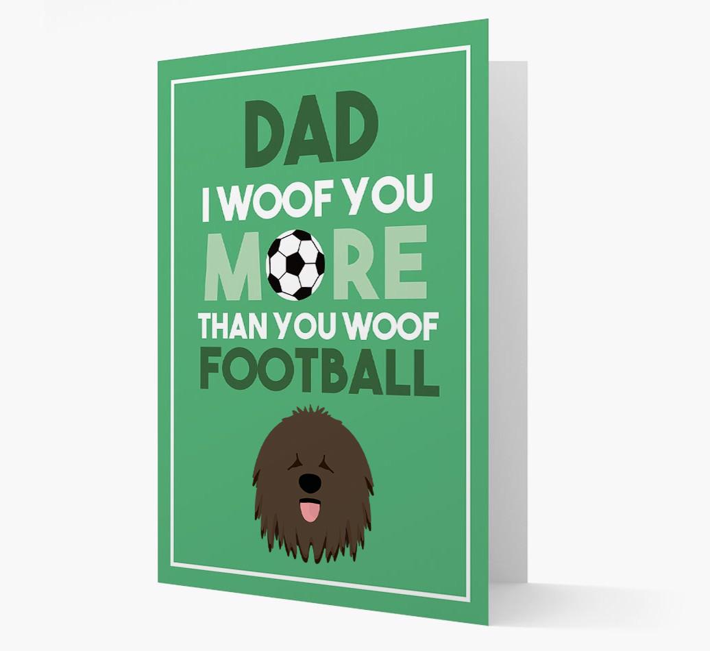 'Woof you more than you woof Football' Card with {breedFullName} Icon
