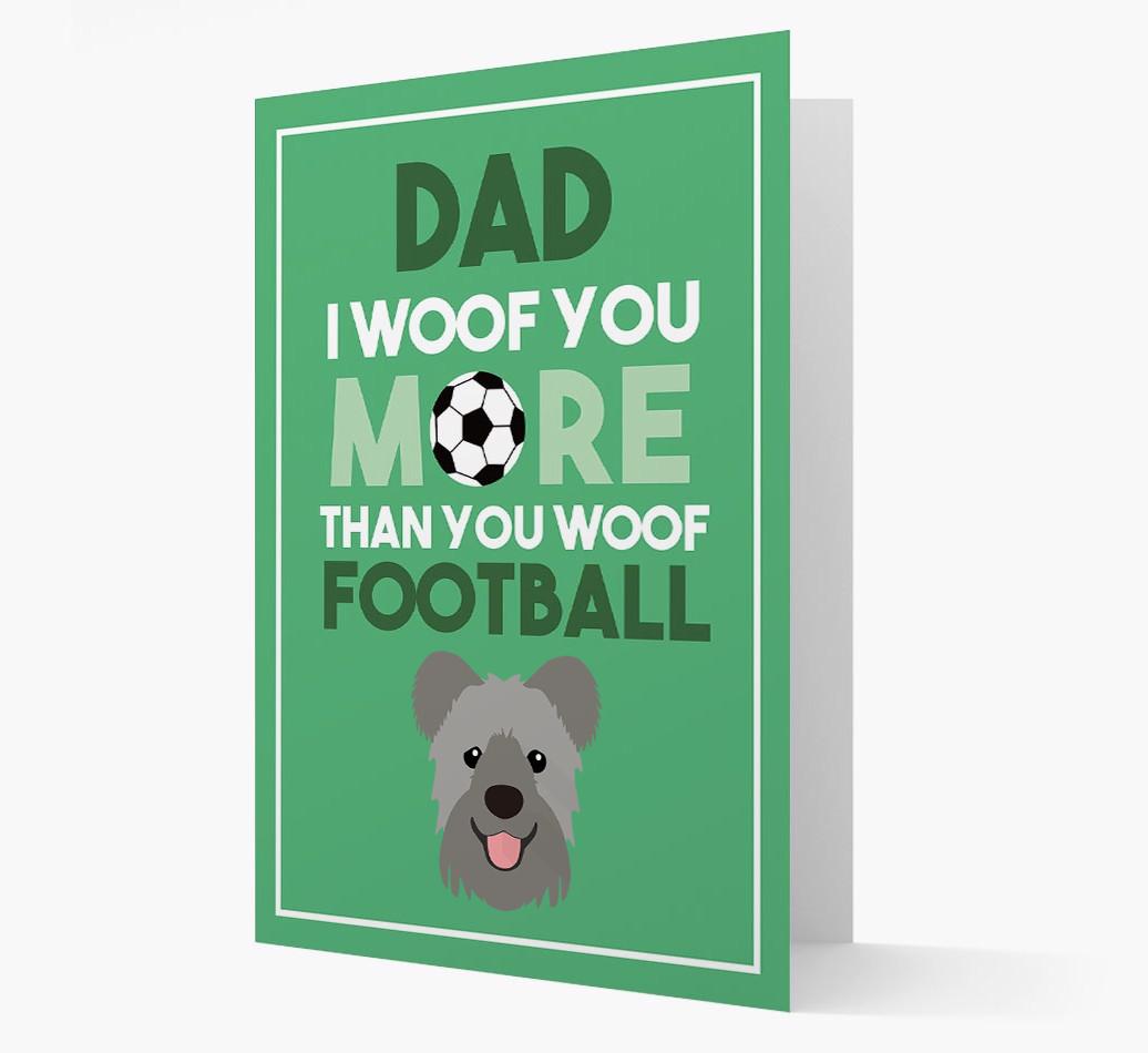 'Woof you more than you woof Football' Card with {breedFullName} Icon