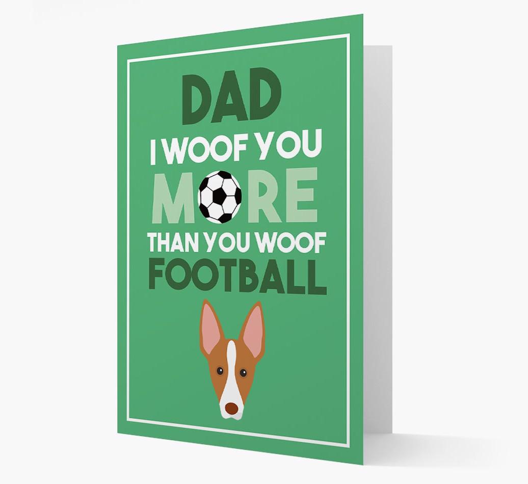 'Woof you more than you woof Football' Card with {breedFullName} Icon