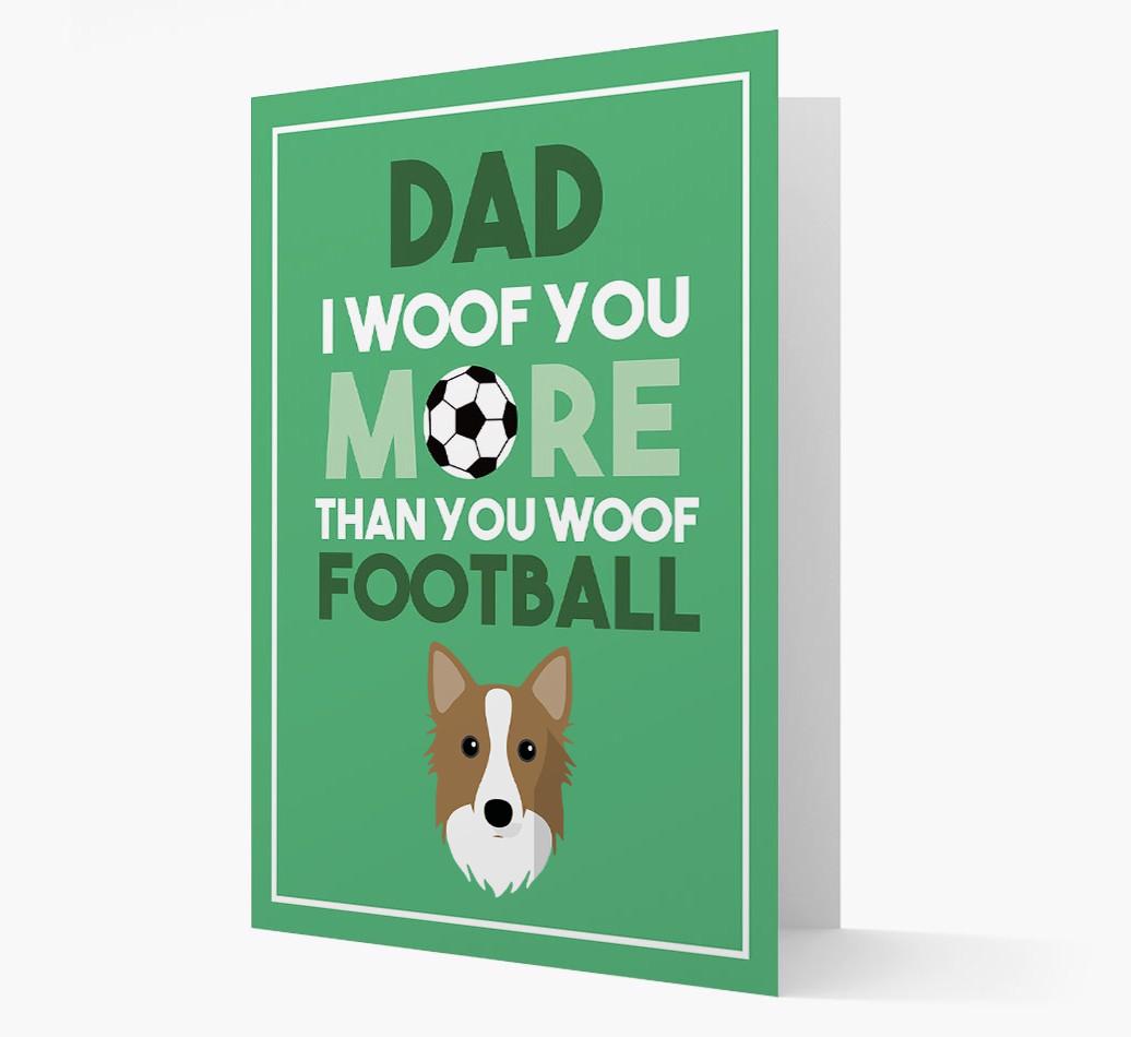 'Woof you more than you woof Football' Card with {breedFullName} Icon