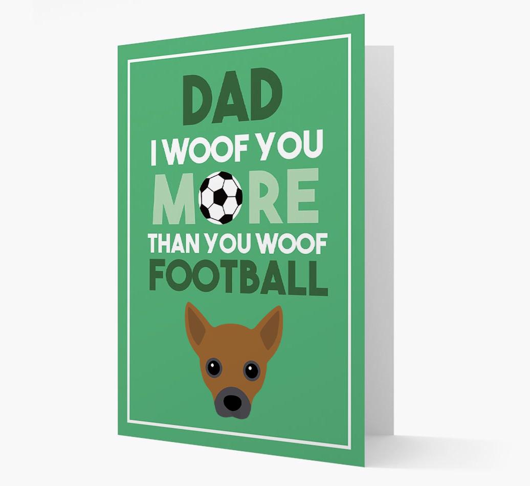 'Woof you more than you woof Football' Card with {breedFullName} Icon