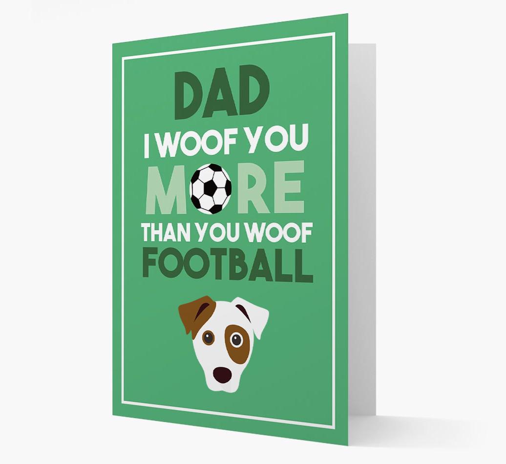 'Woof you more than you woof Football' Card with {breedFullName} Icon