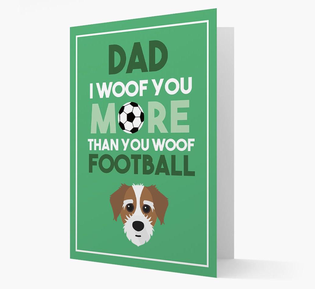 'Woof you more than you woof Football' Card with {breedFullName} Icon