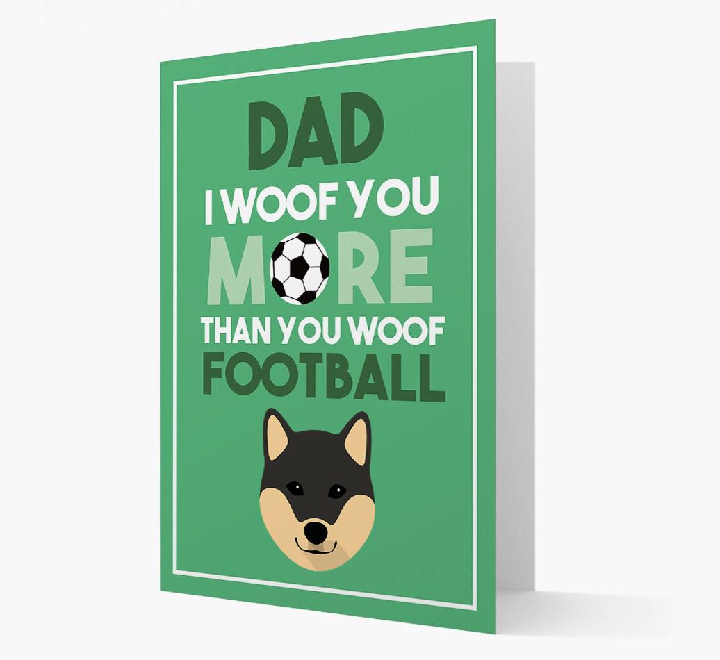 'Woof you more than you woof Football' Card with {breedFullName} Icon