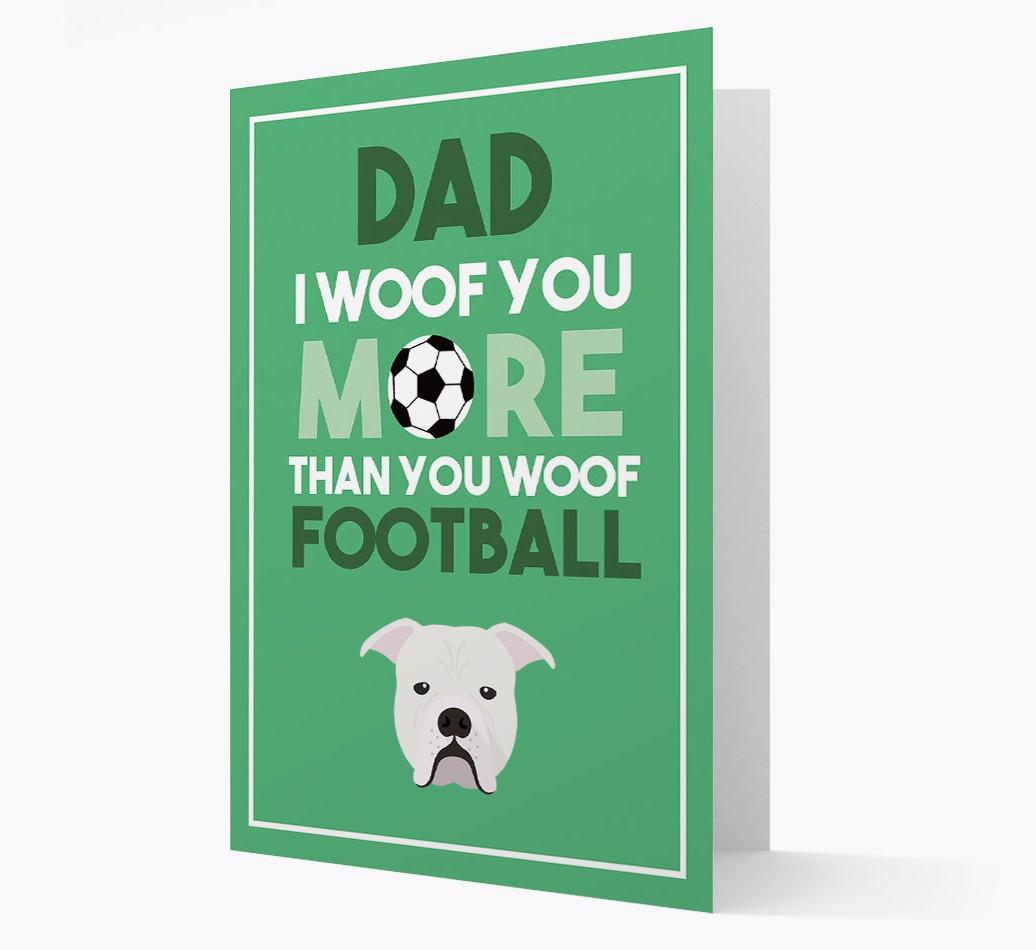 'Woof you more than you woof Football' Card with {breedFullName} Icon