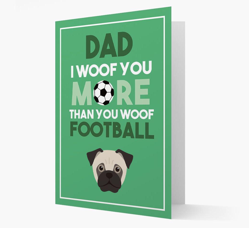 'Woof you more than you woof Football' Card with {breedFullName} Icon