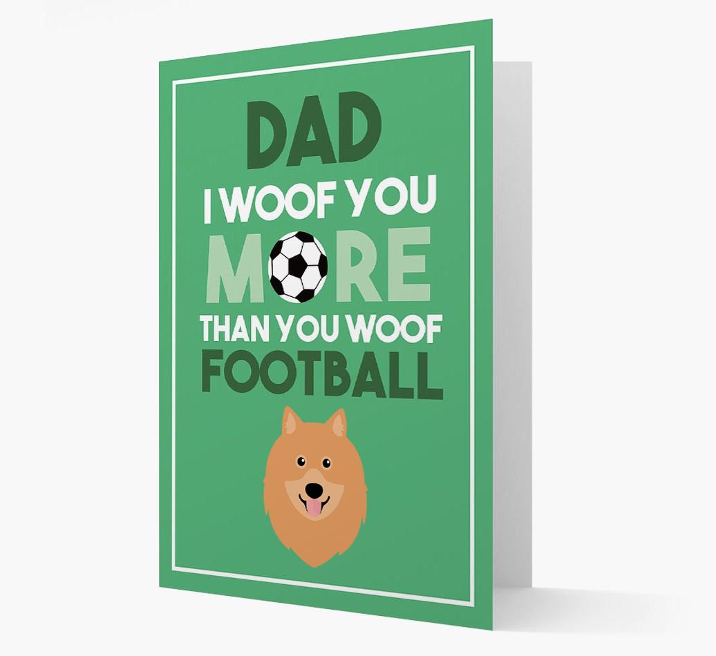 'Woof you more than you woof Football' Card with {breedFullName} Icon