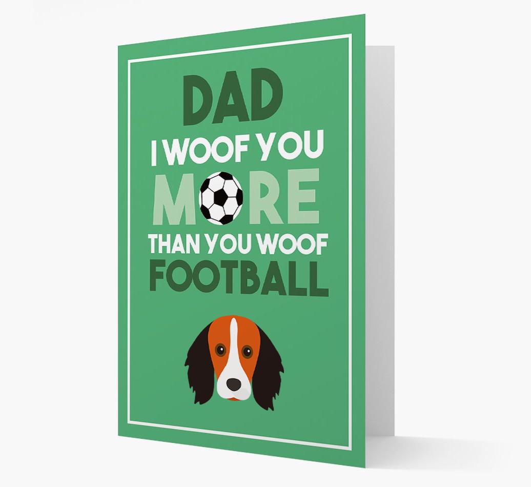 'Woof you more than you woof Football' Card with {breedFullName} Icon