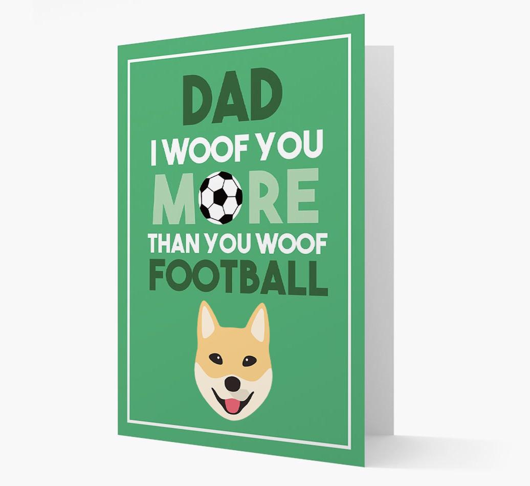 'Woof you more than you woof Football' Card with {breedFullName} Icon