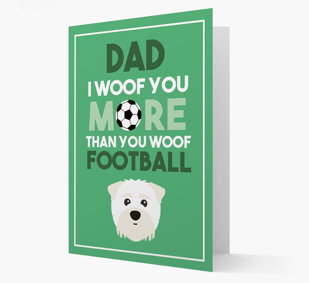 'Woof you more than you woof Football' Card with {breedFullName} Icon