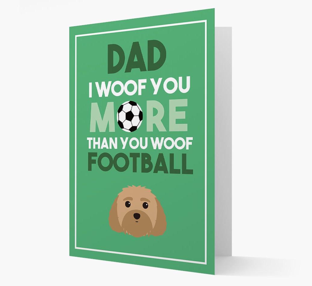 'Woof you more than you woof Football' Card with {breedFullName} Icon