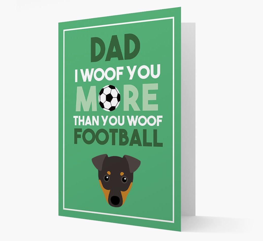'Woof you more than you woof Football' Card with {breedFullName} Icon