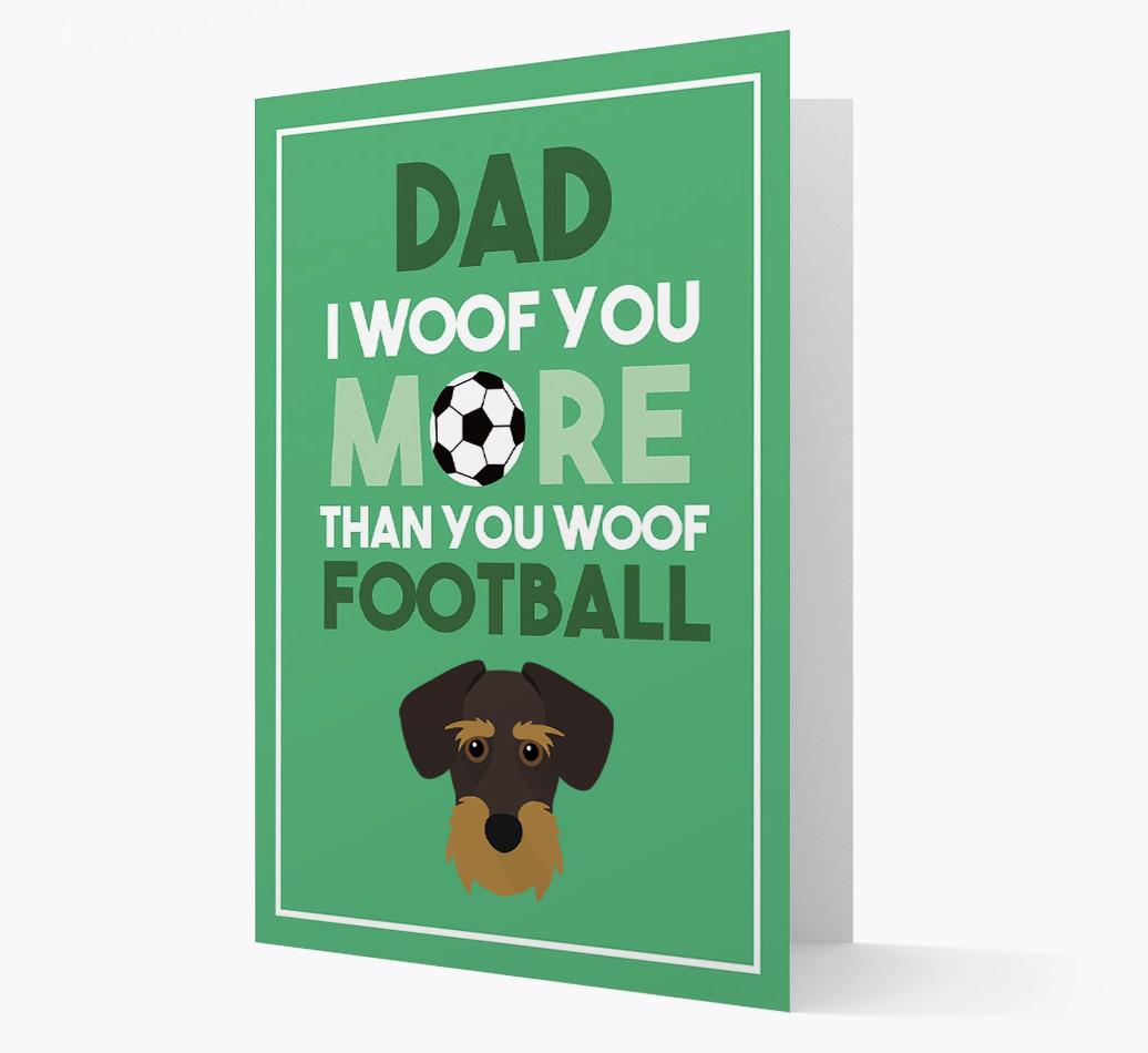 'Woof you more than you woof Football' Card with {breedFullName} Icon