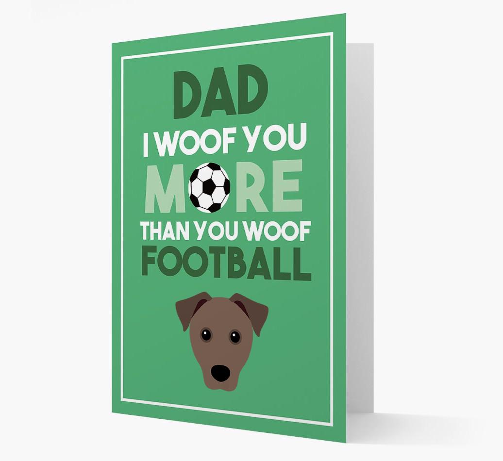 'Woof you more than you woof Football' Card with {breedFullName} Icon