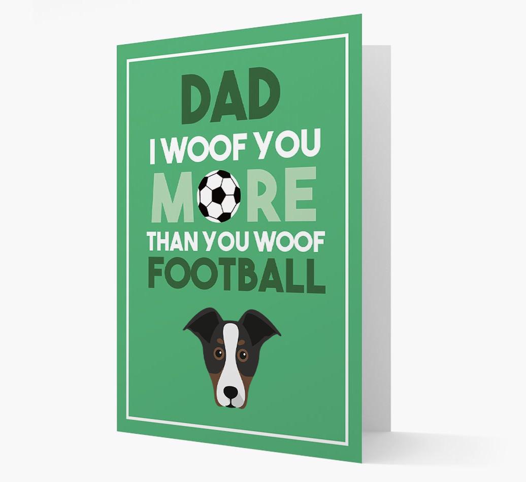 'Woof you more than you woof Football' Card with {breedFullName} Icon