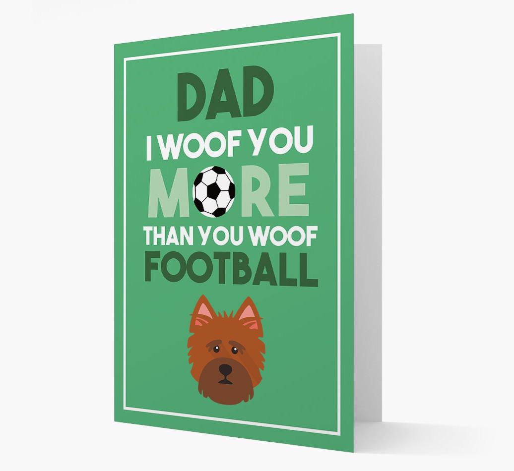 'Woof you more than you woof Football' Card with {breedFullName} Icon