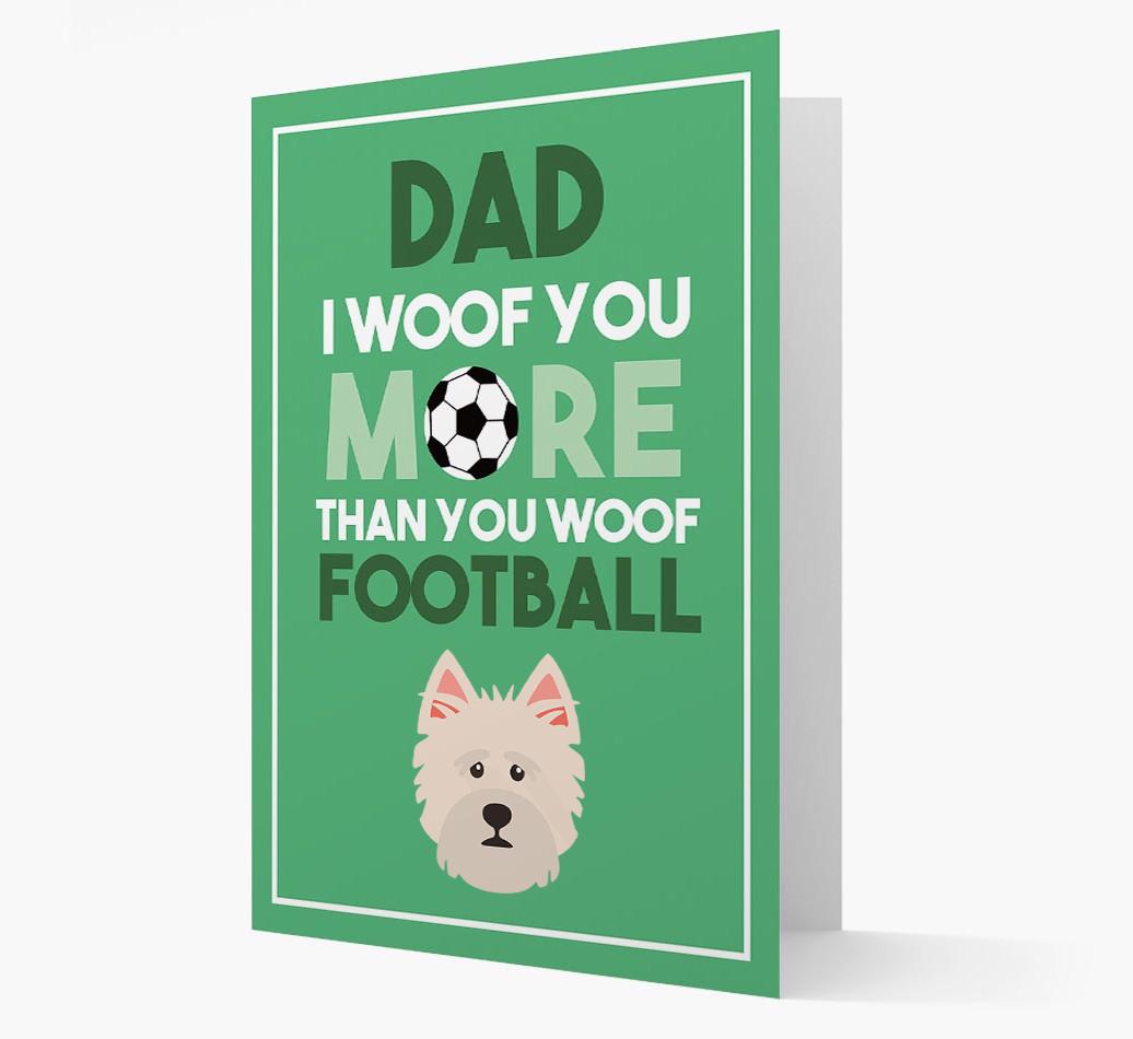 'Woof you more than you woof Football' Card with {breedFullName} Icon