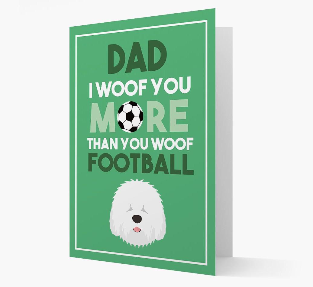 'Woof you more than you woof Football' Card with {breedFullName} Icon