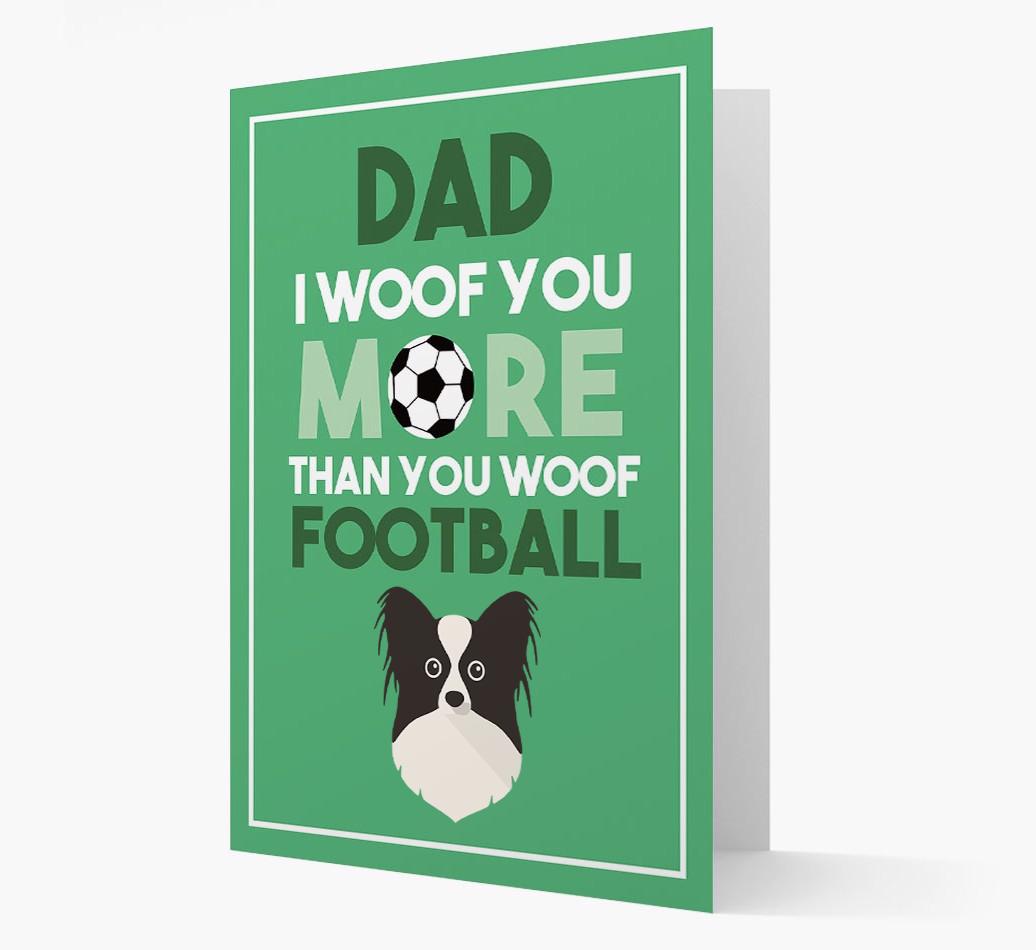 'Woof you more than you woof Football' Card with {breedFullName} Icon