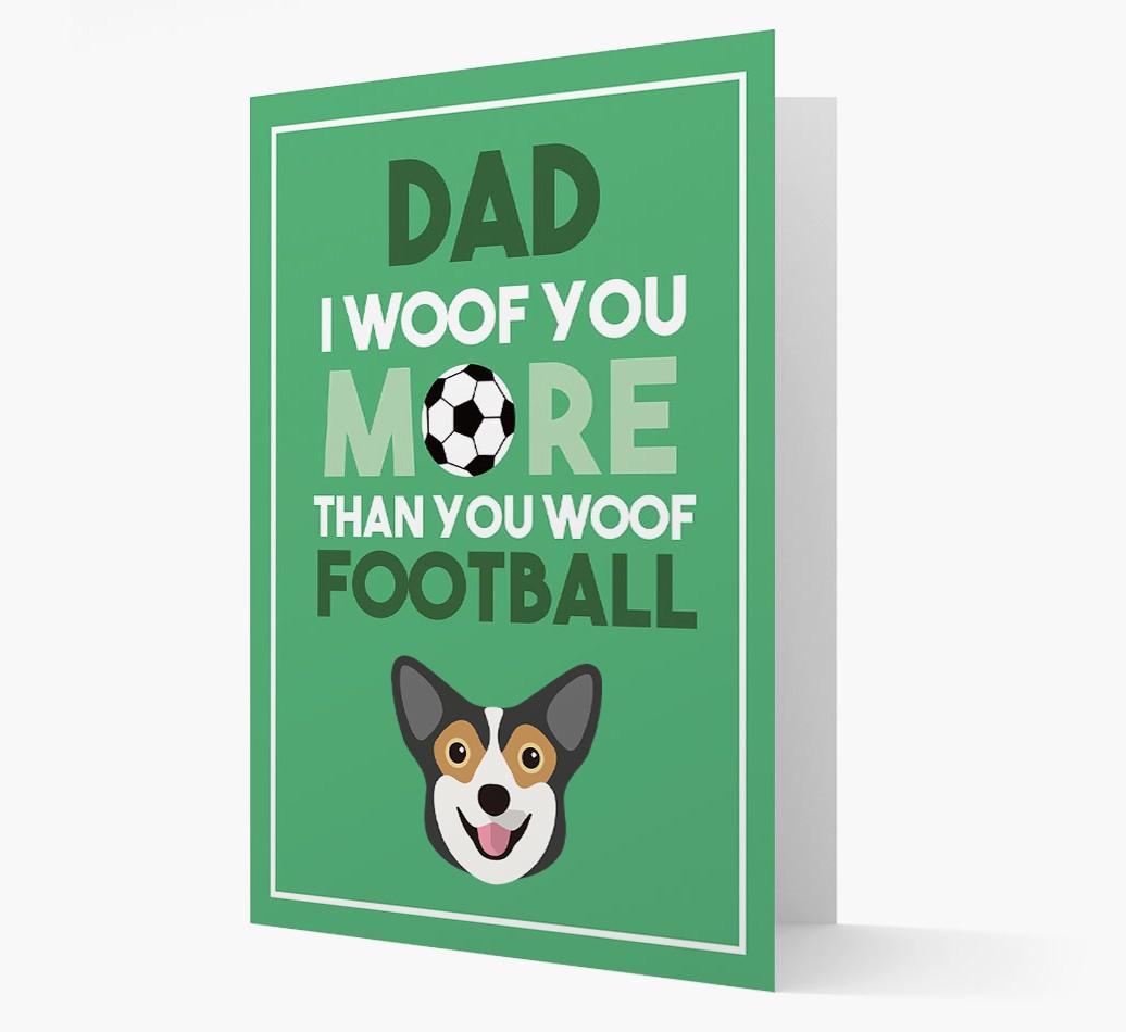 'Woof you more than you woof Football' Card with {breedFullName} Icon