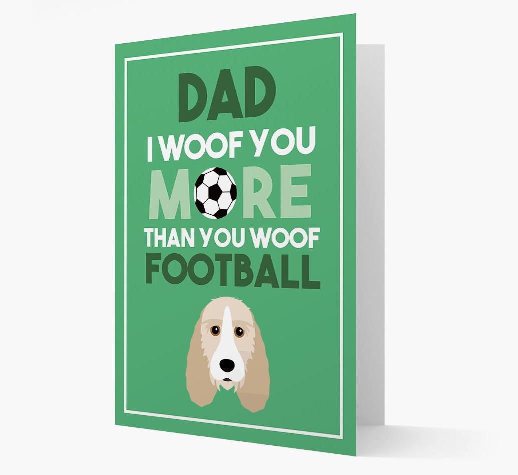 'Woof you more than you woof Football' Card with {breedFullName} Icon
