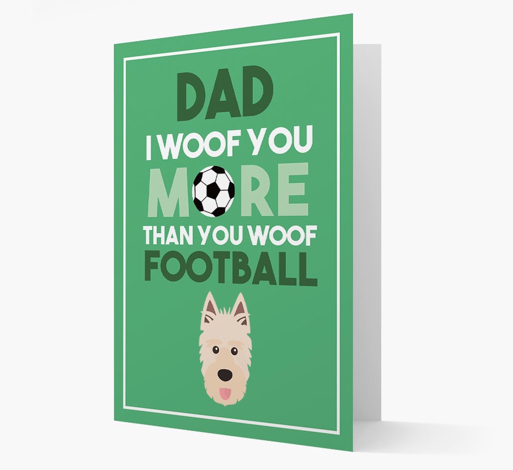 'Woof you more than you woof Football' Card with {breedFullName} Icon