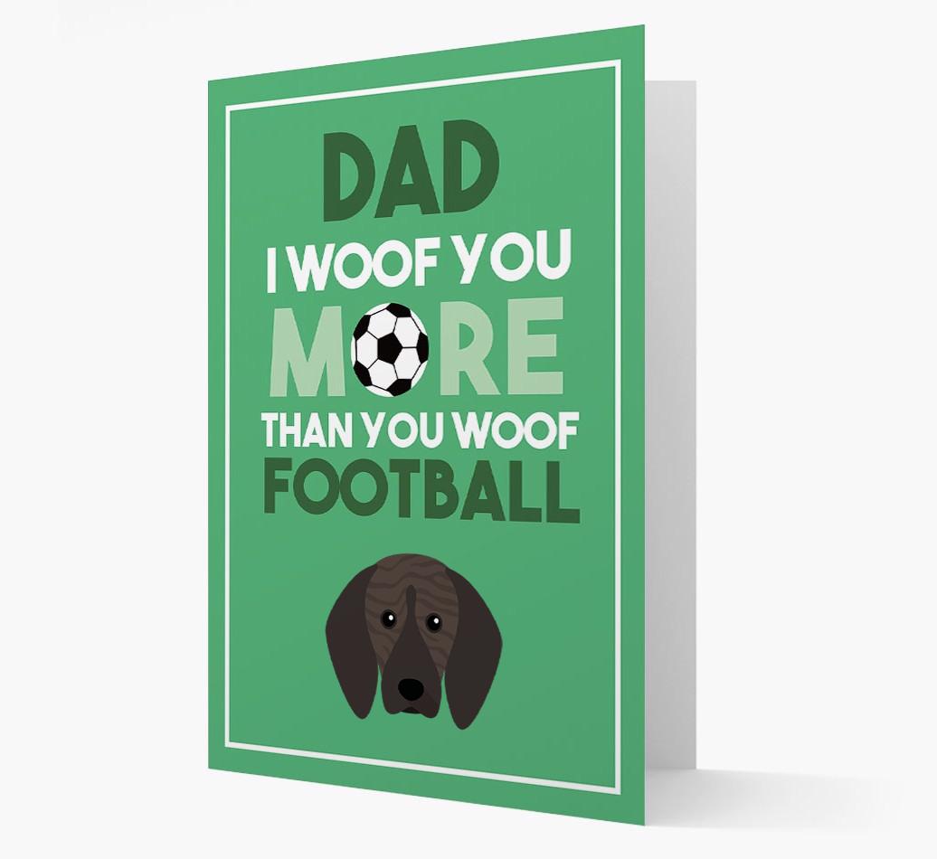 'Woof you more than you woof Football' Card with {breedFullName} Icon